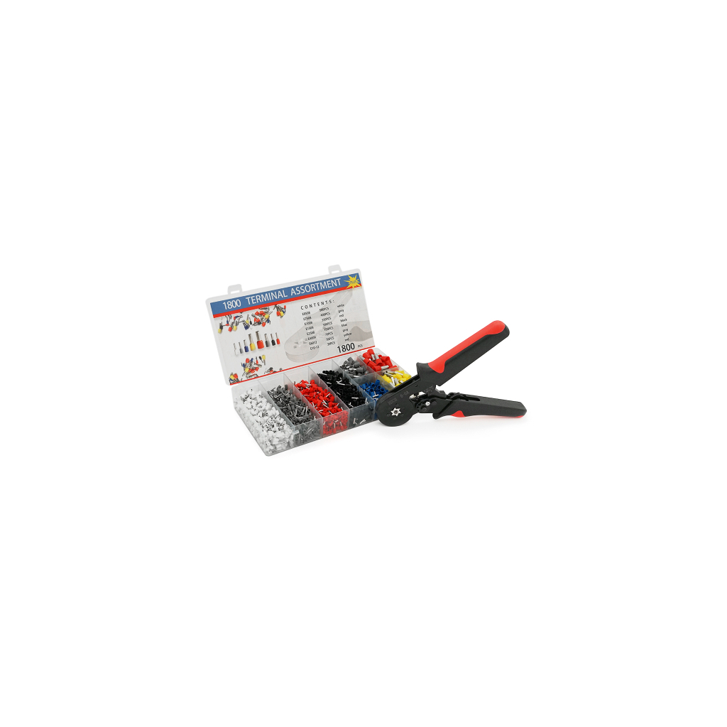 Затискач для клем Voltronic HCS8 6-6A, black-red, набір наконечників VE0508 VE7508 VE1008 VE1508 VE2508 VE4009 VE6012 VE1 (HCS8 6-6A+VE1800)