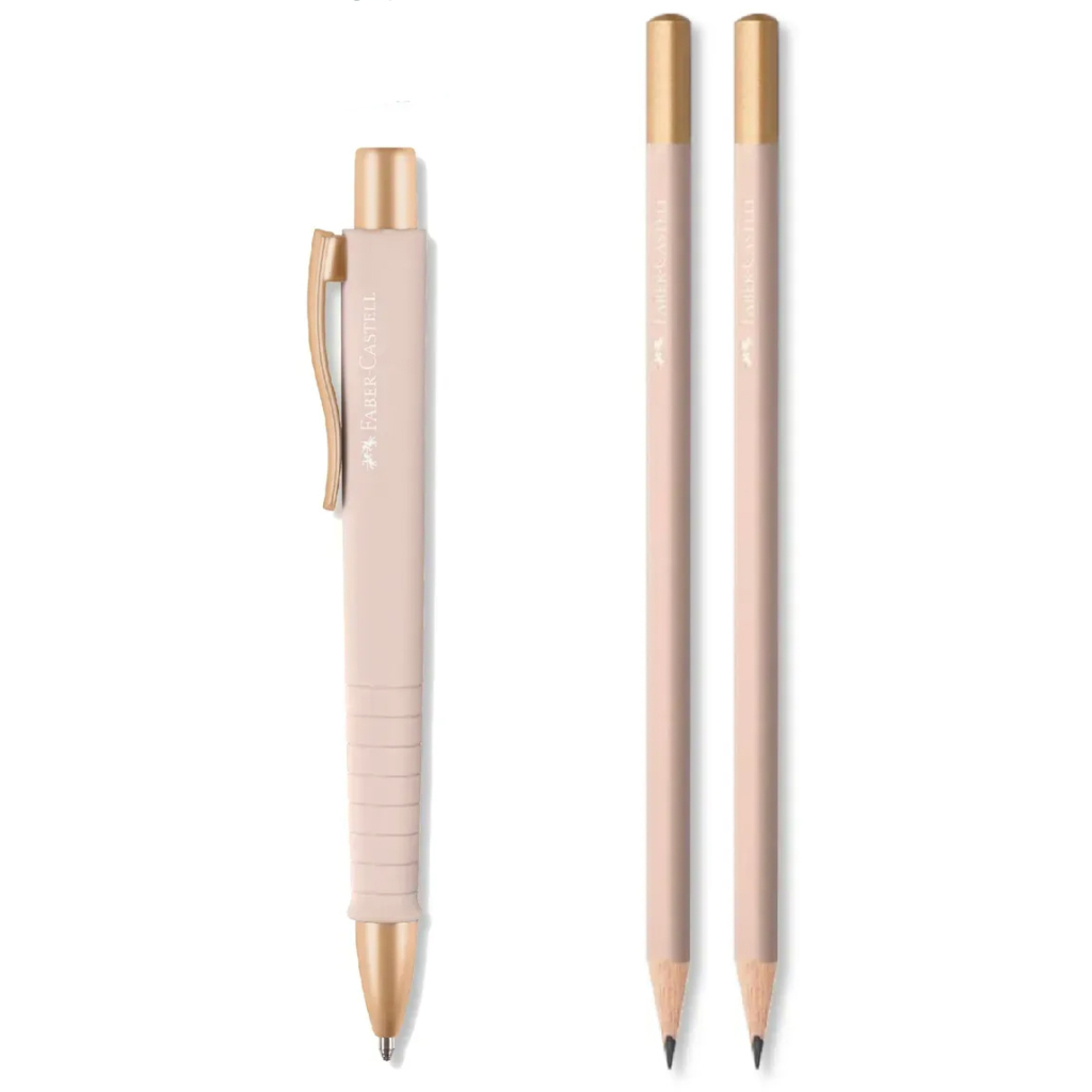 Ручка кулькова Faber-Castell набір кулькова ручка + 2 олівця Writing Set POLY BALL Urban, колір рожевий (32575)