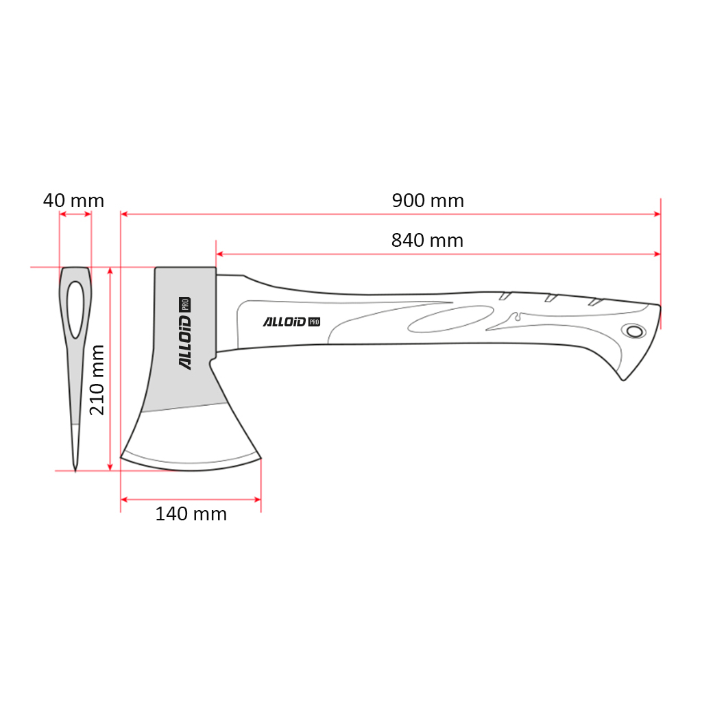 Сокира Alloid Pro, ручка з фібергласу, 1500г, 90см (AF-70141500) Сокира Alloid Pro, ручка з фібергласу, 1500г, 90см (AF-70141500)