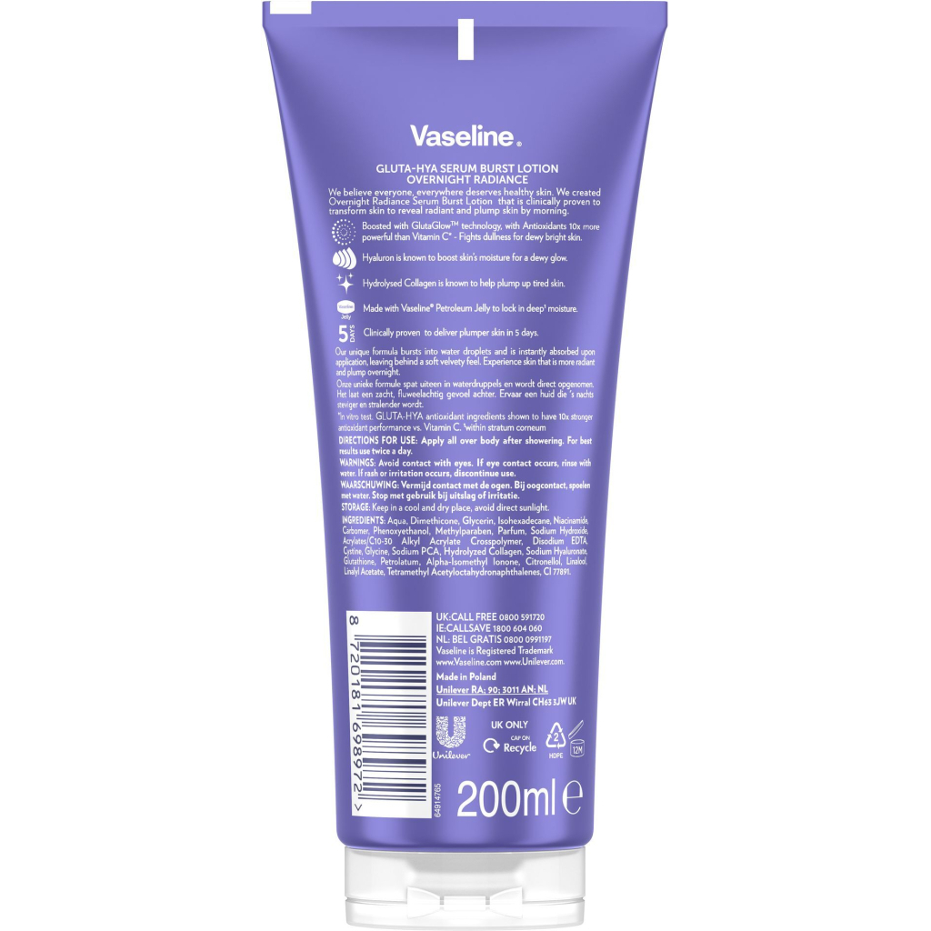 Лосьйон для тіла Vaseline Gluta-Hya З колагеном Для пружності шкіри 200 мл (8720181698972)