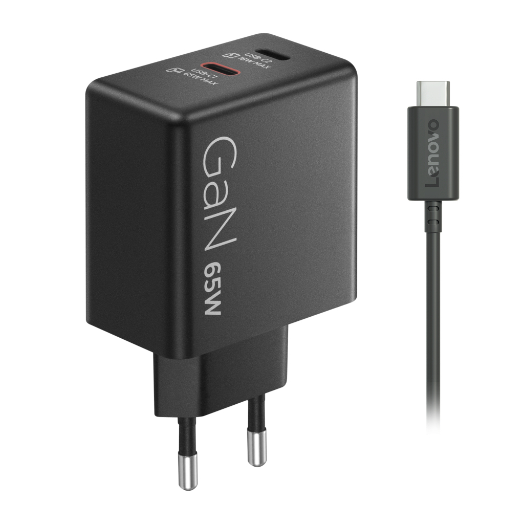 Блок живлення до ноутбуку Lenovo Dual USB-C 65W GaN Charger (40AW065BEU)