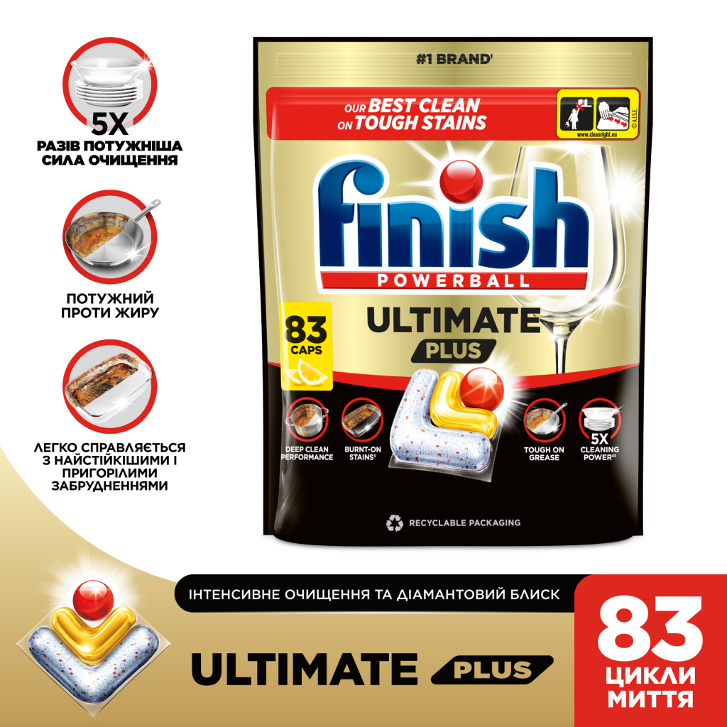 Таблетки для посудомийних машин Finish Ultimate Plus Лимон 83 шт. (5900627119695)