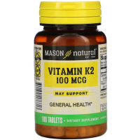 Vitamin Mason Natural Vitamin K2 100 mcg, Vitamin K2, 100 tablets (MAV17681)