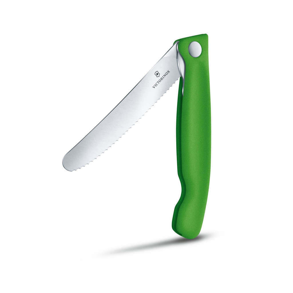Кухонний ніж Victorinox SwissClassic Foldable Paring 11 см Serrated Green (6.7836.F4B)