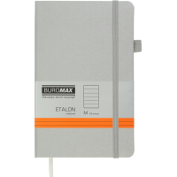 Notebook Buromax Etalon 125x195 mm 96 sheets in a line artificial leather cover Silver (BM.291260-24)