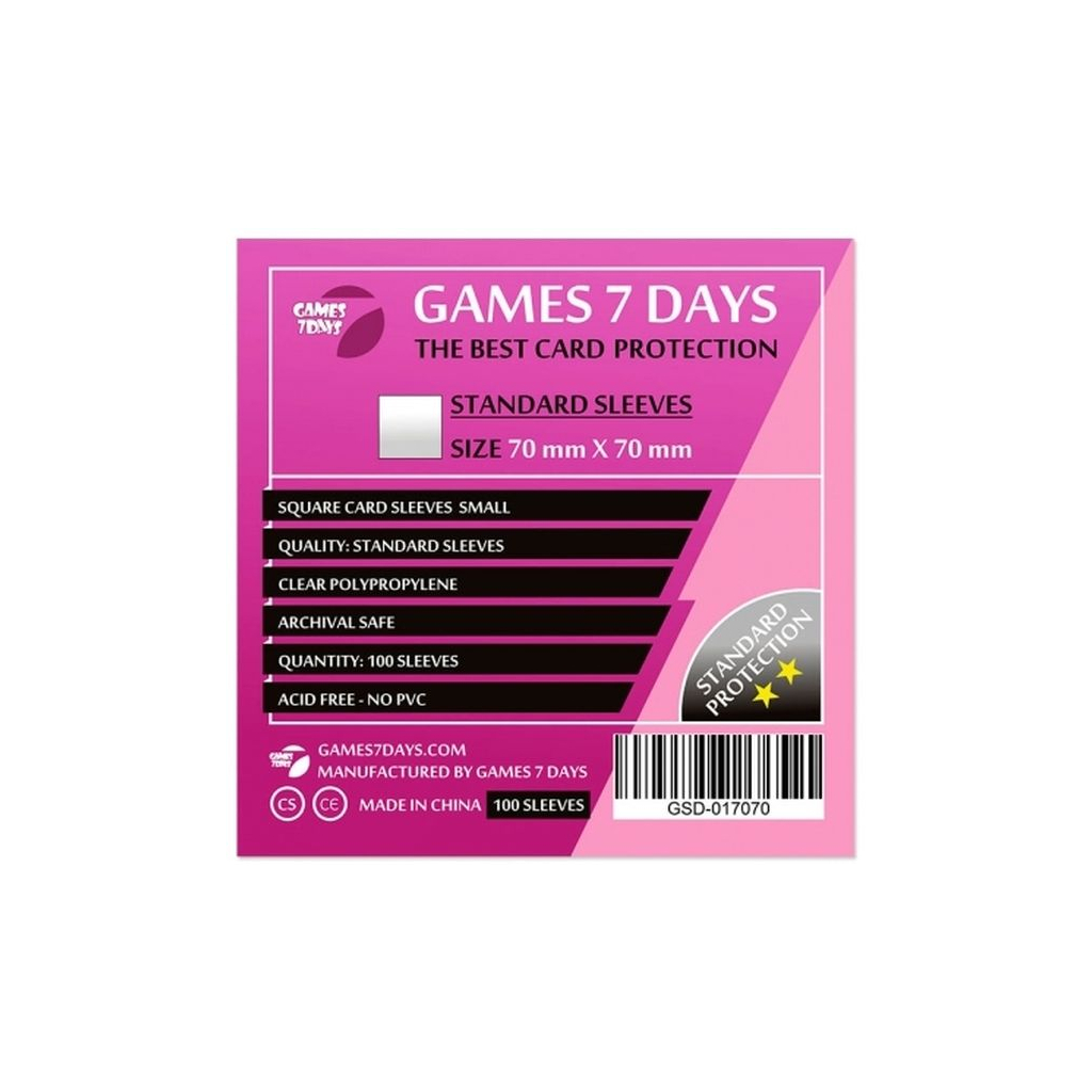 Протектор для карт Games 7 Days 70 х 70 мм, Square Small, 100 шт (STANDART) (GSD-017070)