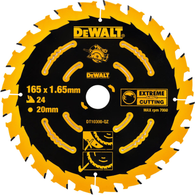 Диск пильний DeWALT EXTREME, 165 х 20, 24 z, геометрія зуба ATB, 18 град (DT10300)