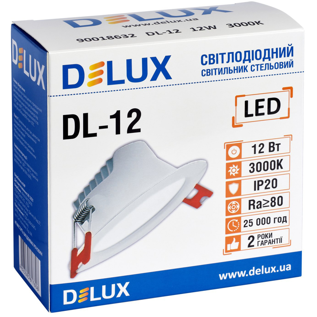 Світильник Delux DL-12 3000К 12Вт 960лм (90018632) Світильник Delux DL-12 3000К 12Вт 960лм (90018632)