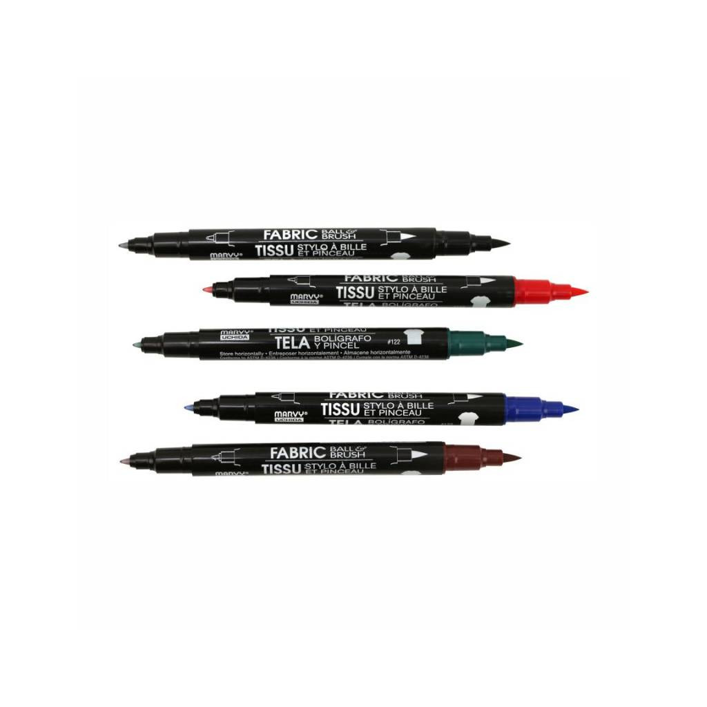 Художній маркер Marvy Червоний, д/св. тканин, двосторонній, 0,75мм, 1-2мм, 122-S, Fabric ball&Brush (028617122229)