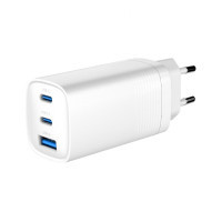 Зарядний пристрій Gembird USB-A + 2xType-C (PD18W + QC3.0 27W) white (TA-UC-PDQC65-01-W)