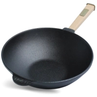 Brizoll cast iron WOK frying pan with a wooden handle 2.8 l 260x80 mm (W26H)