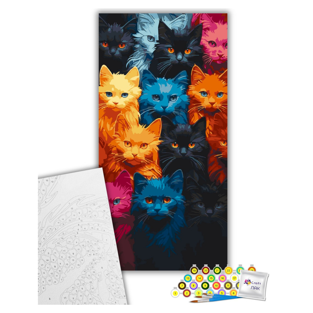 Картина по номерам ArtCraft Котяча палітра 40х80 см (11524-AC)