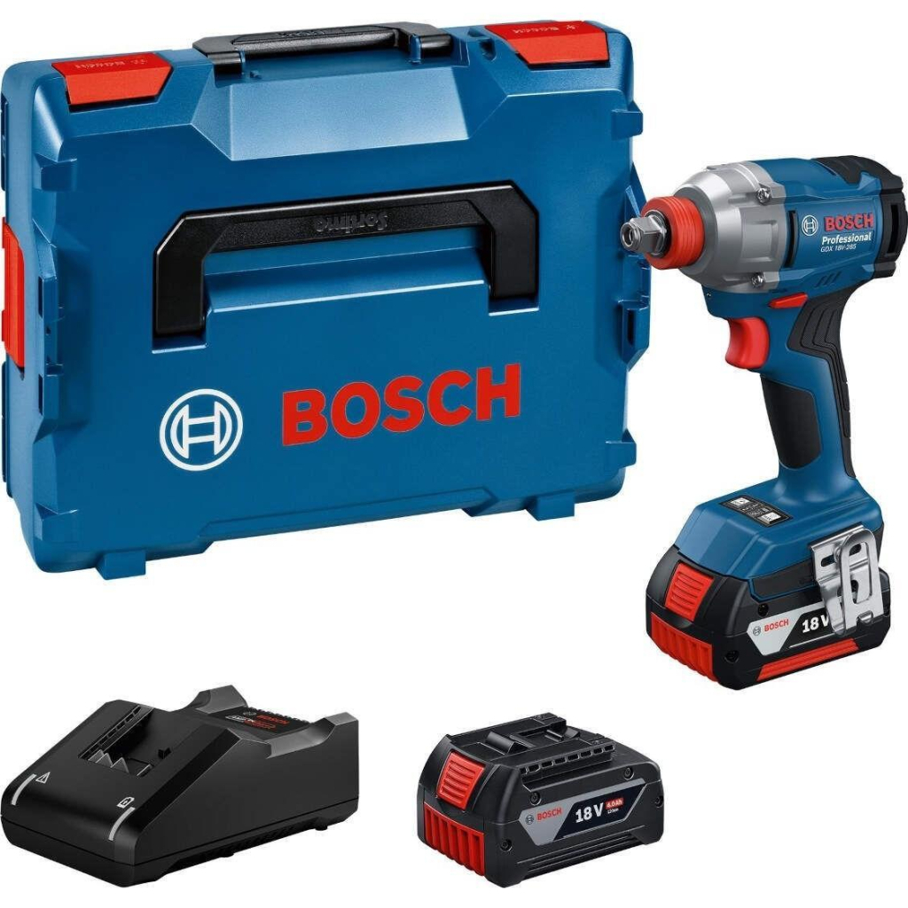 Гайковерт Bosch GDX 18V-285 18V, 2x4Ah, до 3600об/хв, 285Нм, квадрат 1/2", ЗП кейс 1.1кг (0.601.9N2.102)