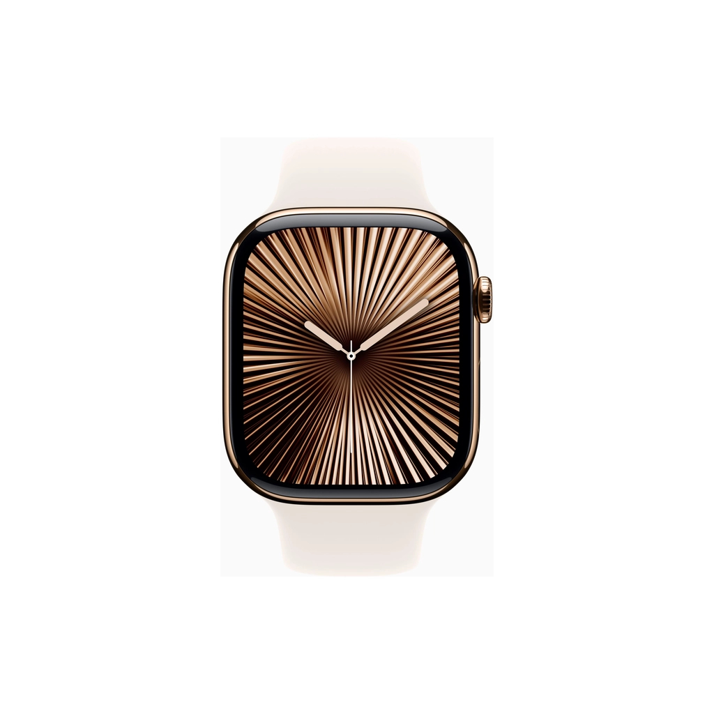 Смарт-годинник Apple Watch Series 10 GPS + Cellular 46mm Gold Titanium Case with Starlight Sport Band - M/L (MWYY3QH/A)
