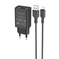 Зарядний пристрій BOROFONE BA68A USB + cable USB to Lightning 10.5W Black (BA68ABi)