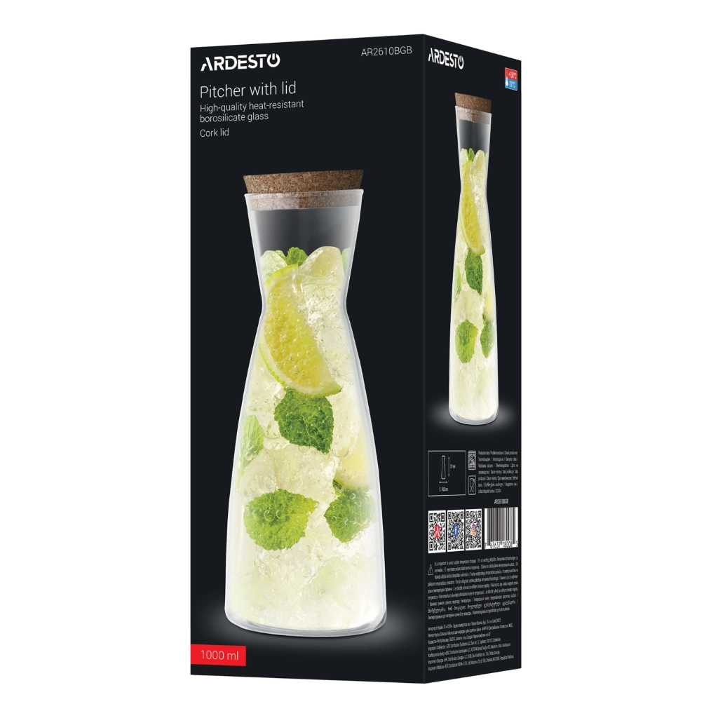 Карафа Ardesto 1000 мл, боросилікатне скло, прозорий (AR2610BGB)