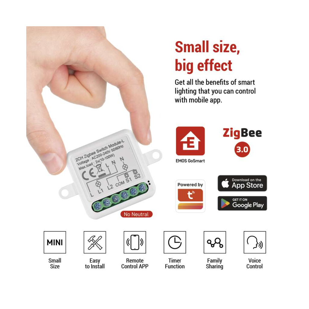 Модуль управління розумним будинком EMOS H5104 ZigBee 3.0 2-Channel (H5104)