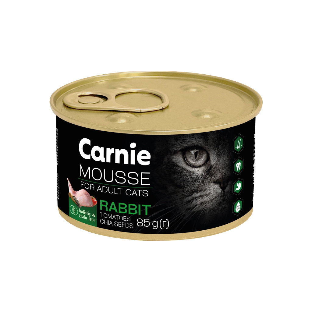 Паштет для котів Carnie з кроликом, насінням чіа, томатами та желе 85 г (4820255195537)