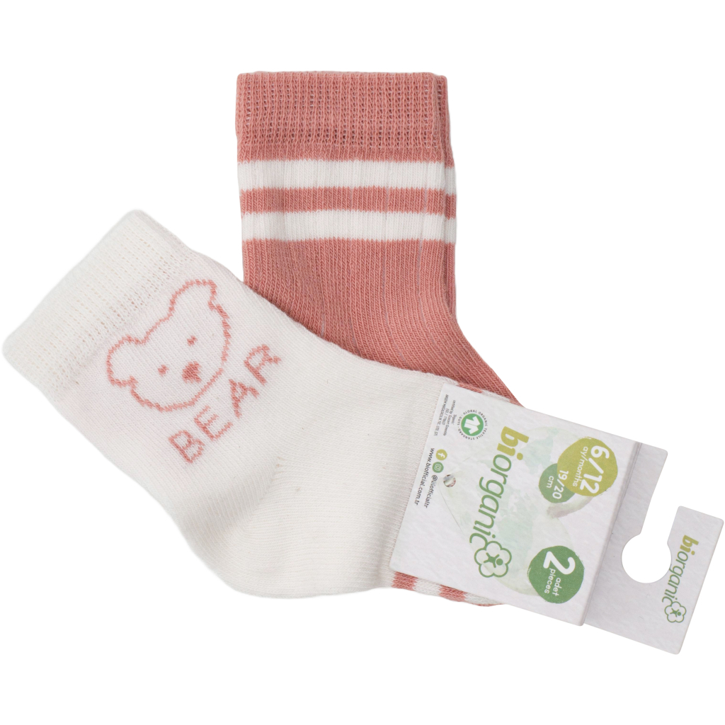 Шкарпетки дитячі Bibaby з ведмедиком (68412-12-18-creampink)