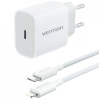 Зарядний пристрій Vention 1xUSB-C PD20W + cable USB-C to Lightning white (G17W0-EU)