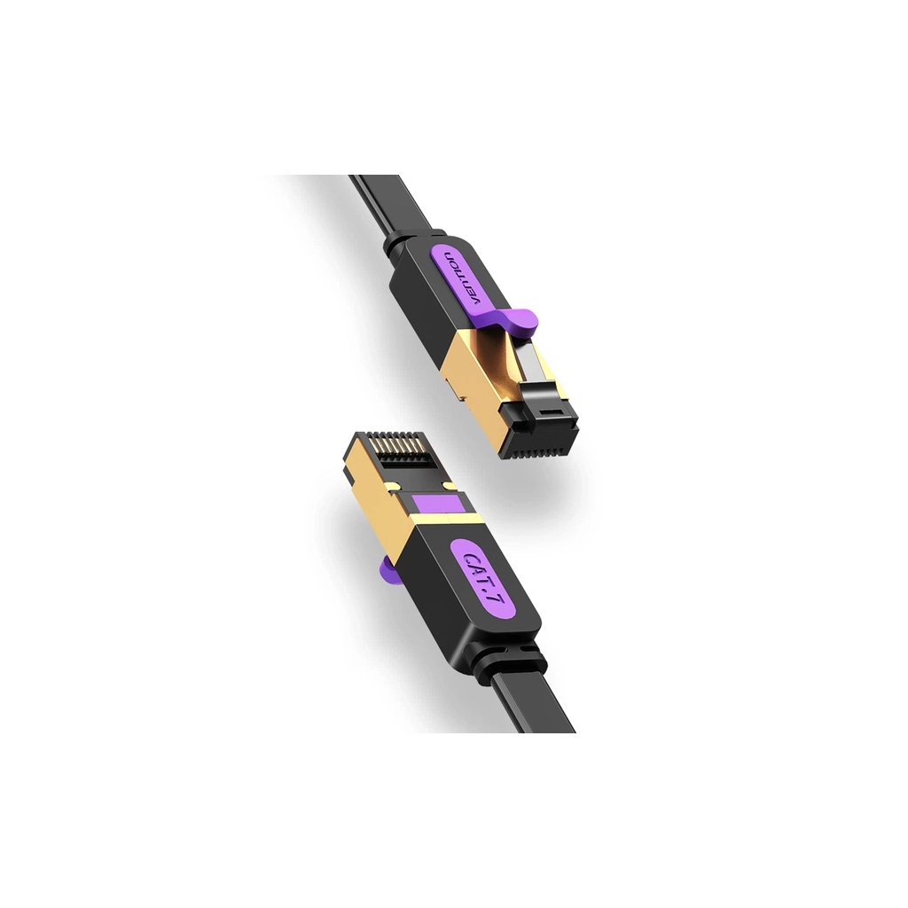 Патч-корд 10м, UTP cat 7 RJ-45 flat black Vention (ICABL)