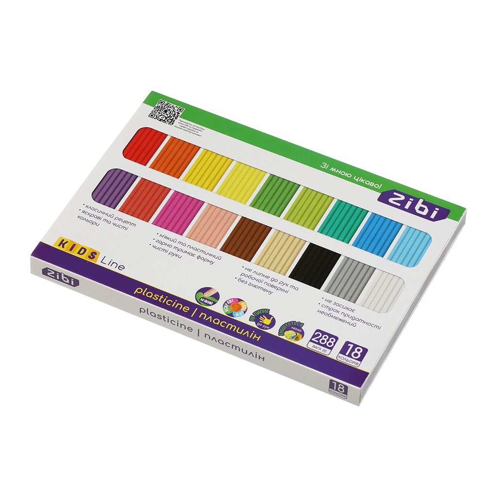 Пластилін ZiBi KIDS Line 18 кольорів, 288 г (ZB.6276) Пластилін ZiBi KIDS Line 18 кольорів, 288 г (ZB.6276)