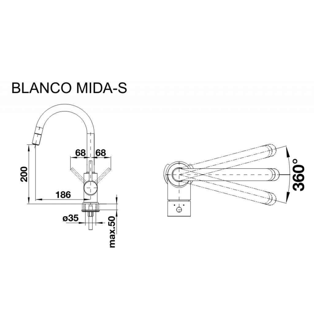 Змішувач Blanco MIDA-S ХРОМ (521454) Змішувач Blanco MIDA-S ХРОМ (521454)