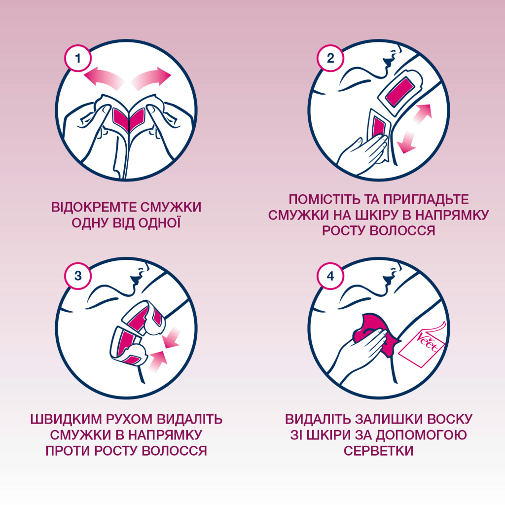 Воскові смужки Veet для чутливої шкіри пахв і лінії бікіні 14 шт. (3059944022859/4680012390922)