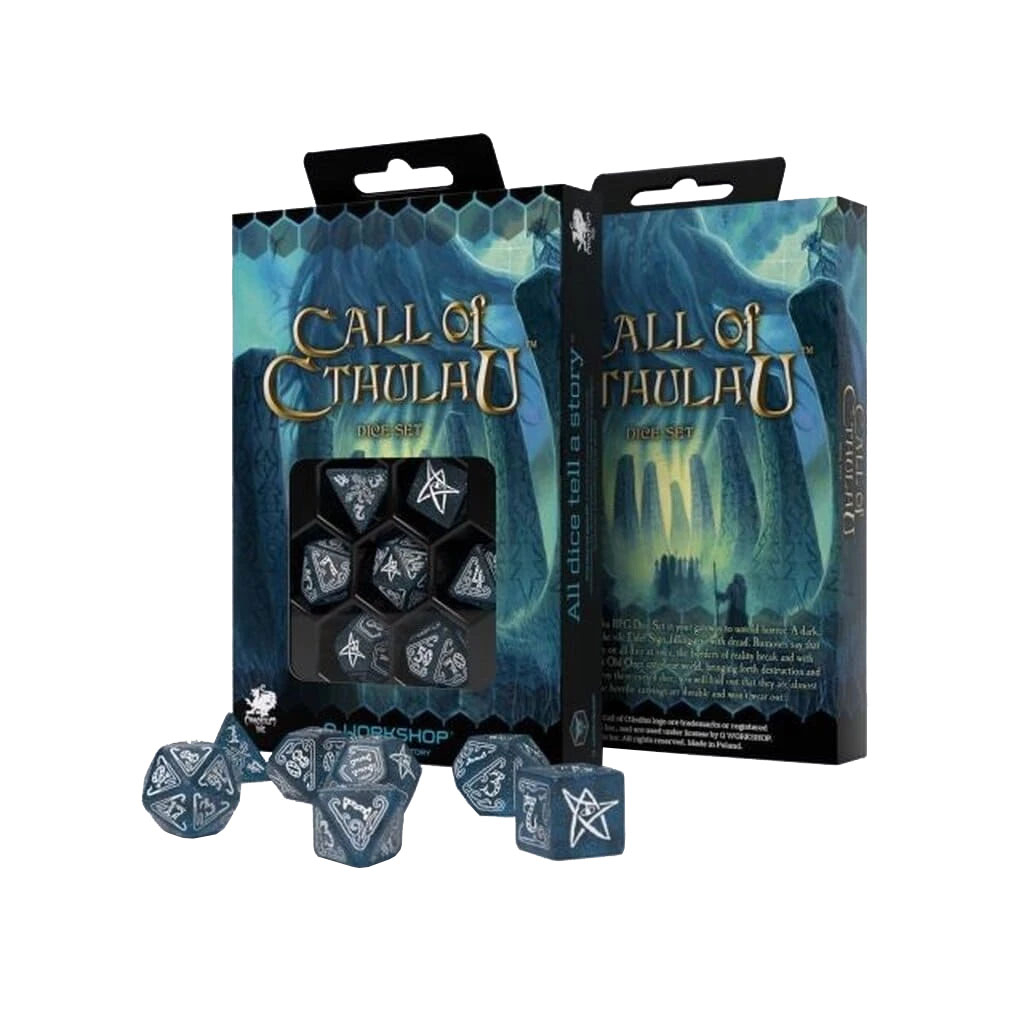 Набір кубиків для настільних ігор Q-Workshop Call of Cthulhu Abyssal white Dice Set (SCTH3F)