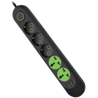 Network power filter Voltronic F02U, 3 sockets EU + 2 sockets Universal, 3*USB Black (F02U-Black)