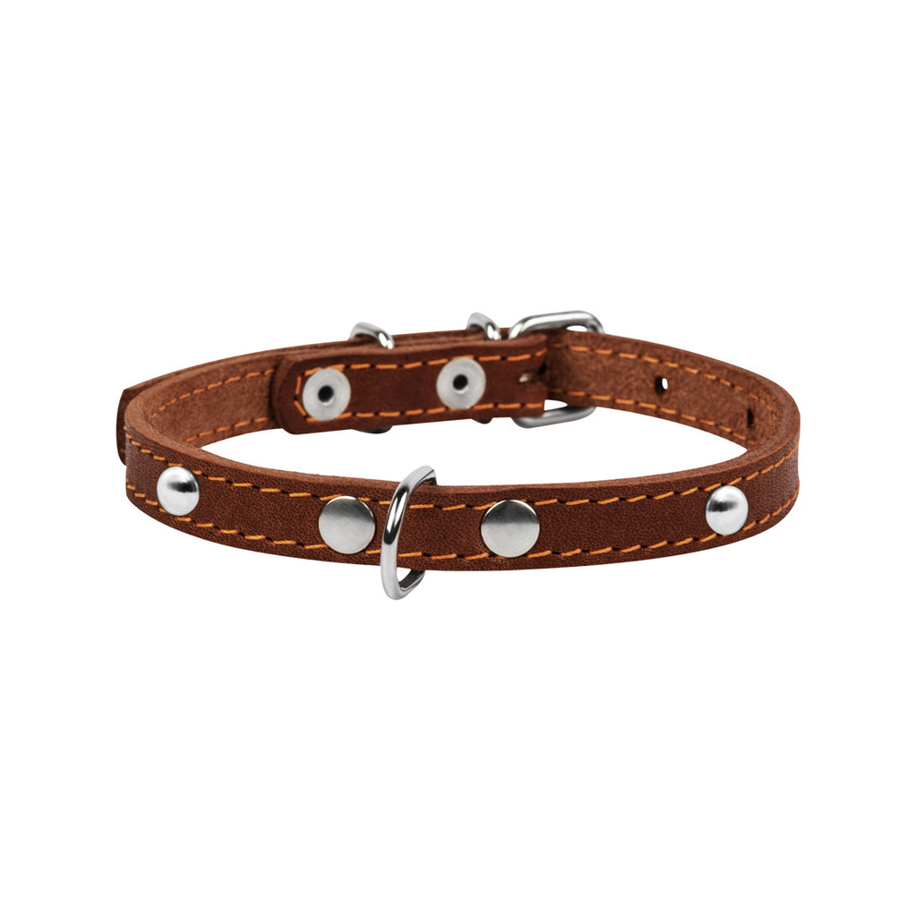Нашийник для тварин Collar одинарний з прикрасами Ш 14 мм Д 27-35 см коричневий (00046)
