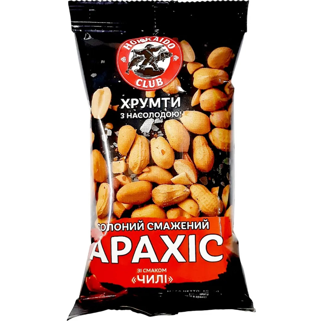 Горіхи Hokkaido Club Арахіс смажений солоний зі смаком чилі 60 г (4820172442820)