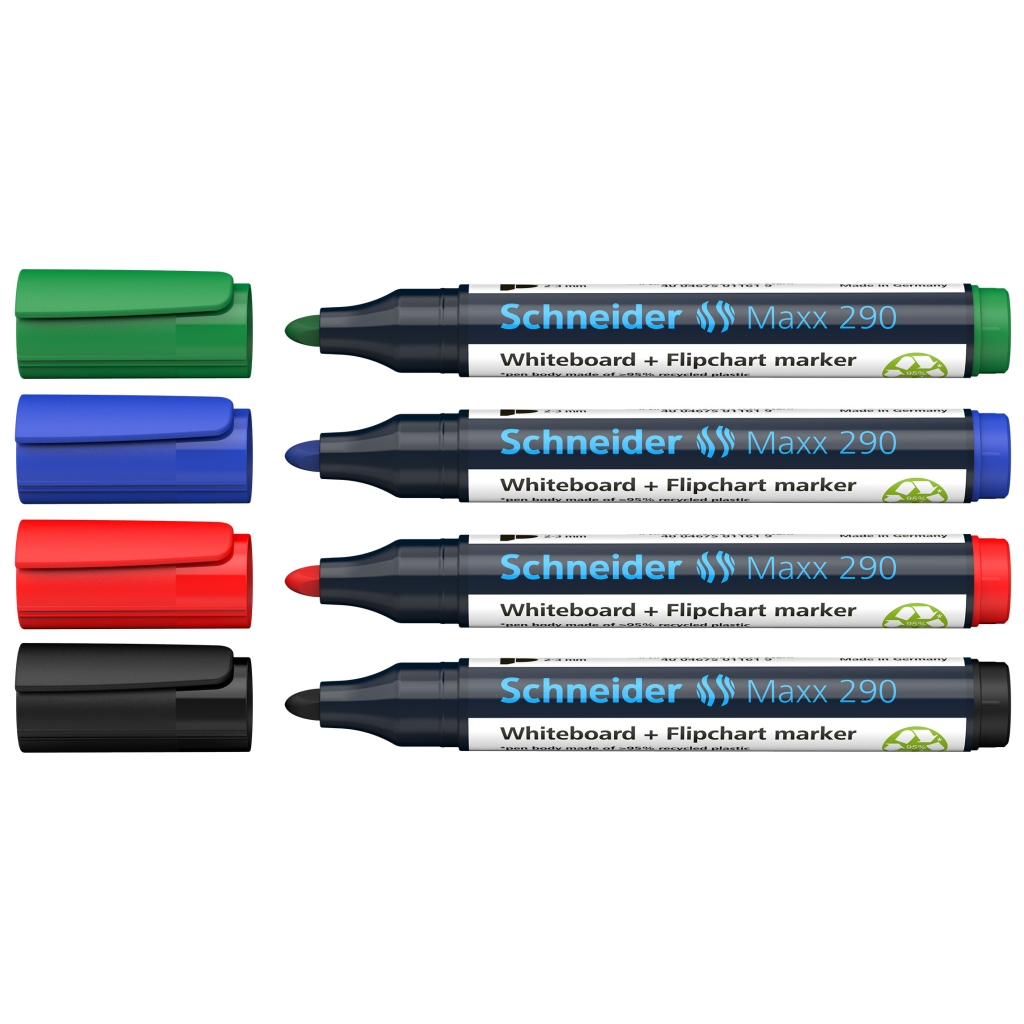 Набір маркерів Schneider 4 маркери для дошок та фліпчартів MAXX 290 в блістері (S129094)