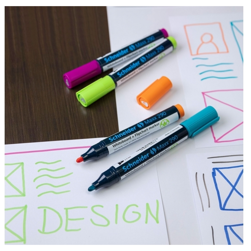 Набір маркерів Schneider 4 маркери для дошок та фліпчартів MAXX 290 в блістері (S129094)