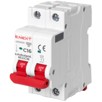 Automatic switch E.NEXT 2-p e.mcb.stand. 16A C ( 6kA) (s002117)