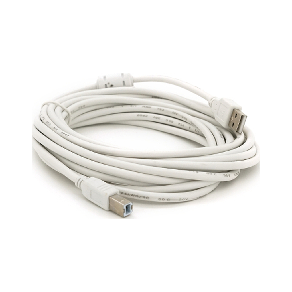 Кабель для принтера USB 2.0 AM/BM 5.0m ferrite white Voltronic (YT-AM/BM-5.0W)
