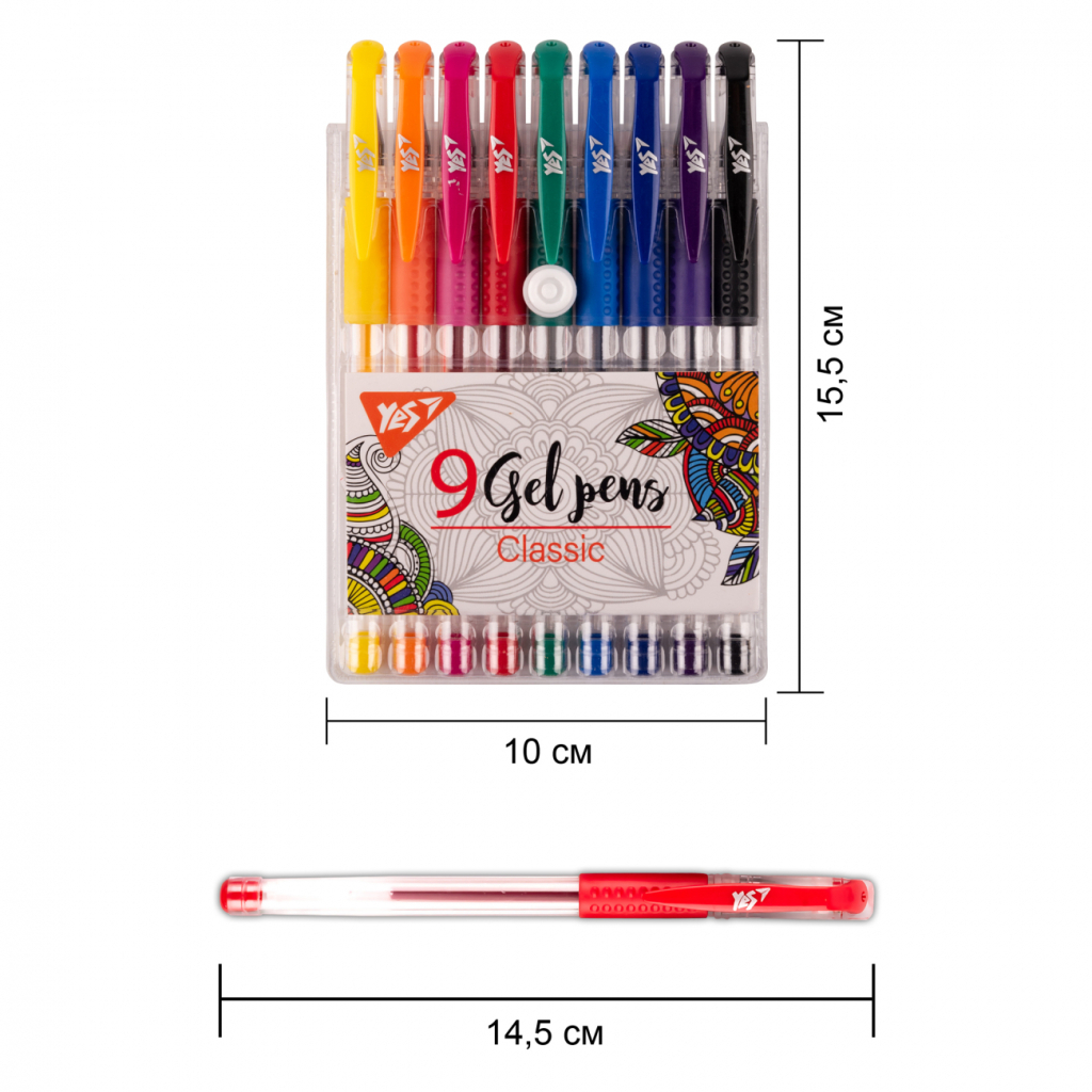 Ручка гелева Yes набір Classic 9 штук (420430)