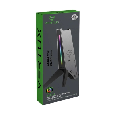 Підставка для гарнітури Vertux USB 2.0 to 2xUSB 2.0 + AUX 3.5mm + stand black (zulu.black)
