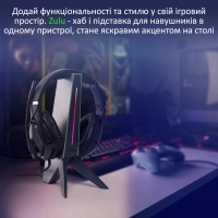 Підставка для гарнітури Vertux USB 2.0 to 2xUSB 2.0 + AUX 3.5mm + stand black (zulu.black)