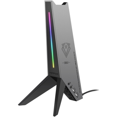 Підставка для гарнітури Vertux USB 2.0 to 2xUSB 2.0 + AUX 3.5mm + stand black (zulu.black)