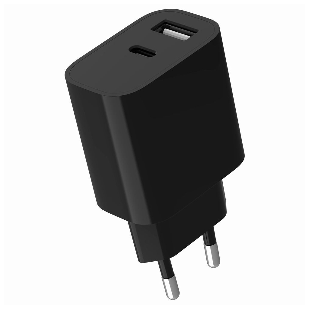 Зарядний пристрій Gembird 1xUSB-C + 1xUSB 12W black (TA-UC-2AC12-01-BK)