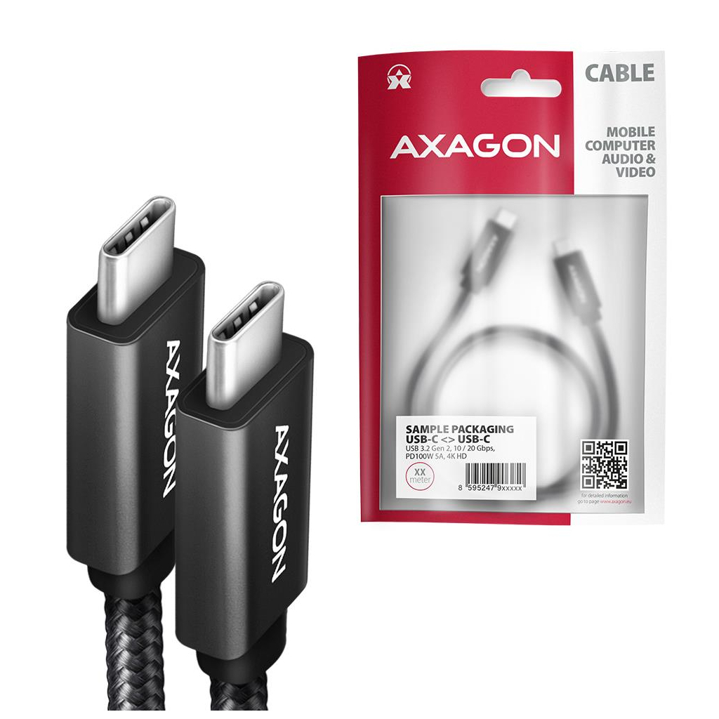 Дата кабель USB-C to USB-C 1.0m USB 3.2 Gen 2 PD 100W 5A 4K black AXAGON (BUCM32-CM10AB) Дата кабель USB-C to USB-C 1.0m USB 3.2 Gen 2 PD 100W 5A 4K black AXAGON (BUCM32-CM10AB)