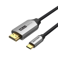 Кабель мультимедійний USB-C to HDMI M 1.5m cotton braided black VENTION (CRBBG)