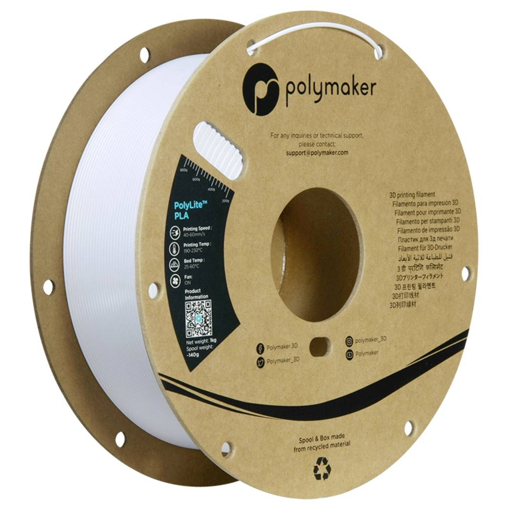 Пластик для 3D-принтера Polymaker PLA POLYLITE 1,75mm 1kg WHITE, COLD (PA02096)