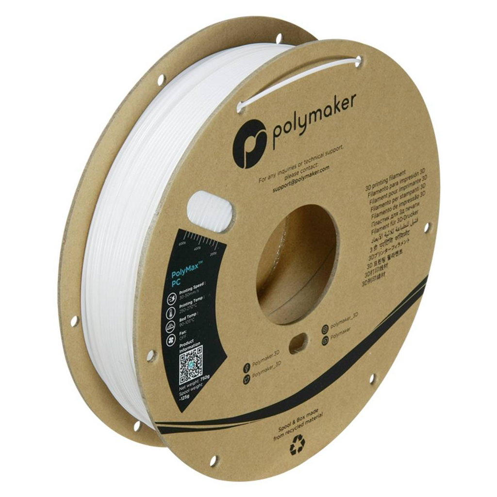 Пластик для 3D-принтера Polymaker PC PolyMax TOUGH 1,75mm 0,75kg WHITE (PC02002)