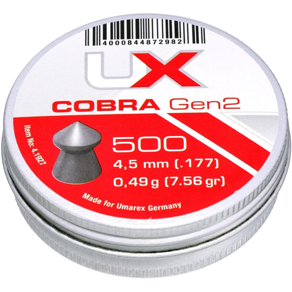 Пульки Umarex Cobra Gen2 4,5 мм 0,49 г 500 шт (4.1927) Пульки Umarex Cobra Gen2 4,5 мм 0,49 г 500 шт (4.1927)