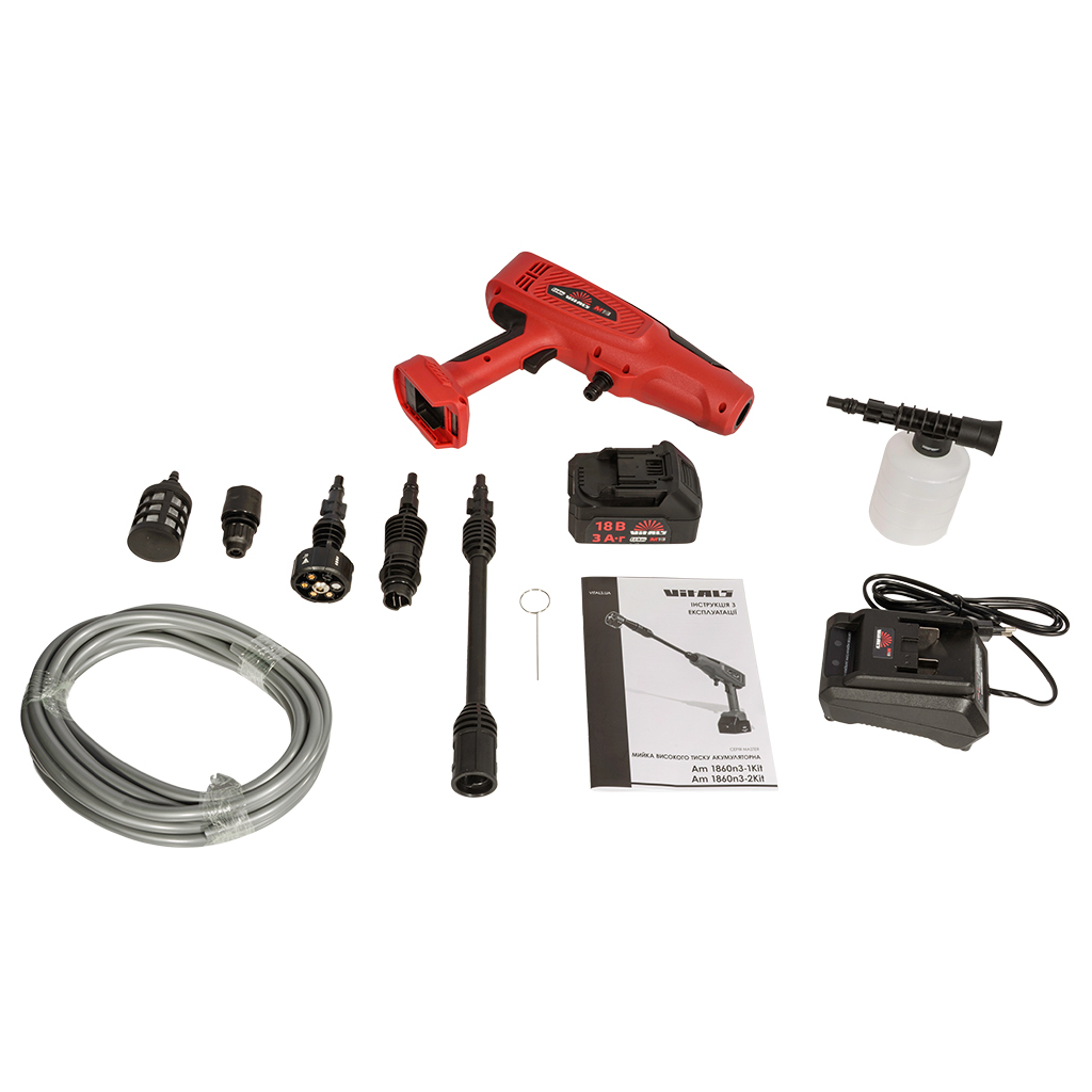 Мийка високого тиску Vitals Master Am 1860n3-1Kit, акумуляторна, 18V, 3Ah, 180l/год, 60bar, кейс (243497) Мийка високого тиску Vitals Master Am 1860n3-1Kit, акумуляторна, 18V, 3Ah, 180l/год, 60bar, кейс (243497)