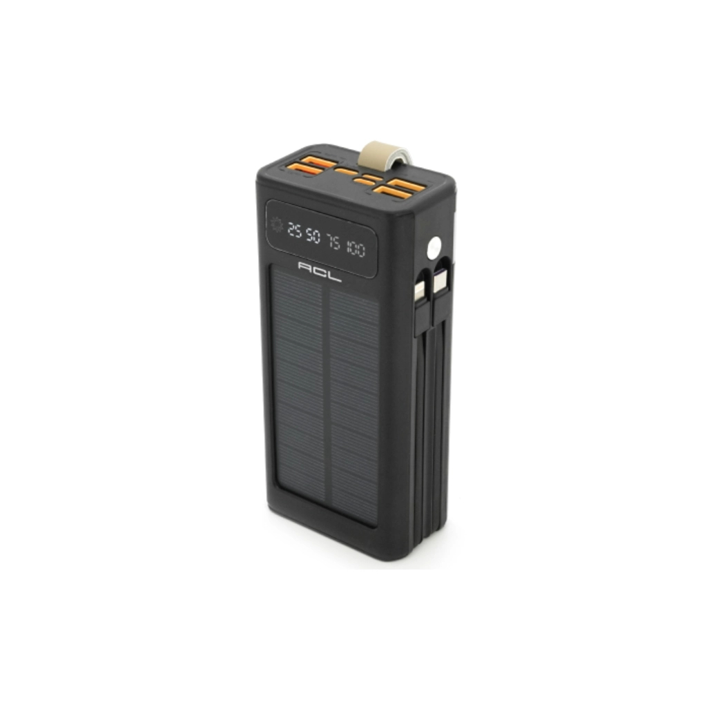 Батарея універсальна ACL 30000mAh, SOLAR, TypeC + Lighting, Black (PW-90B)