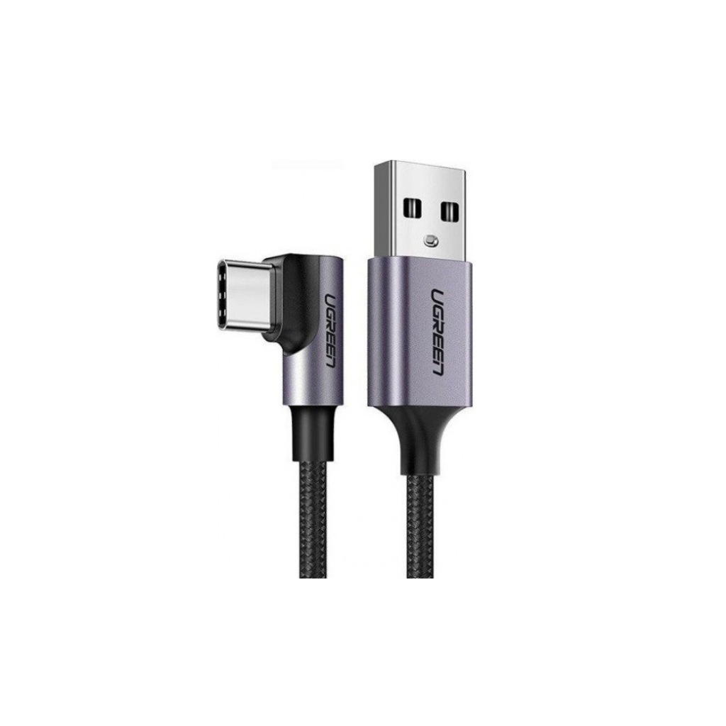 Дата кабель USB 2.0 AM to USB-C 2.0m 90° corner aluminum braid US284 black Ugreen (50942)