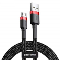 Дата кабель USB 2.0 AM to Micro 5P 0.5m 2.4A red-black Baseus (CAMKLF-A91)